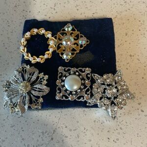 Elegant Silver and Gold Brooch Set